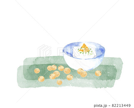 大豆と豆腐　水彩イラスト 82213449