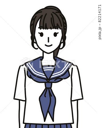 セーラー服の女子中学生・高校生のイラスト セーラー服の女子中学生・高校生のイラスト 82214171