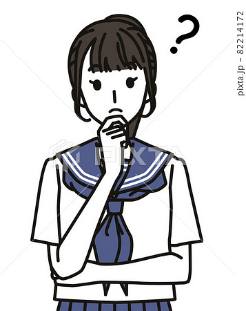 セーラー服を着た考える女子中学生・高校生 セーラー服を着た考える女子中学生・高校生 82214172