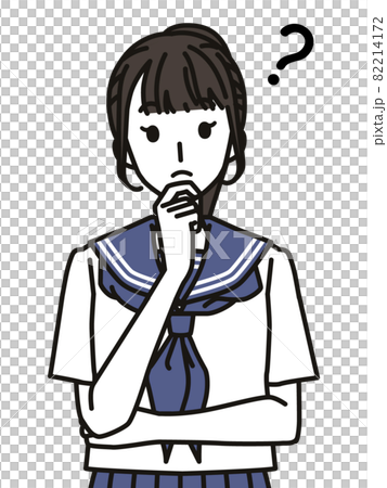 セーラー服を着た考える女子中学生・高校生 セーラー服を着た考える女子中学生・高校生 82214172