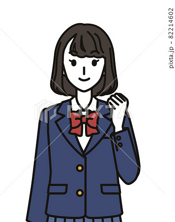 ガッツポーズの女子中学生 高校生のイラスト素材