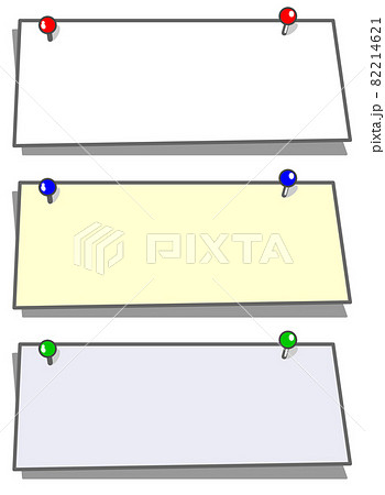 横長のメモ紙をピンで留めているイラストのイラスト素材