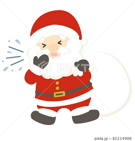 咳き込むサンタクロースのイラストのイラスト素材