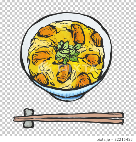 Hand-painted brush painting style illustration of Oyakodon 82215453