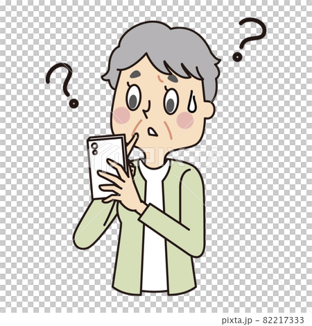 スマホの操作方法がわからないシニア女性 スマホの操作方法がわからないシニア女性 82217333