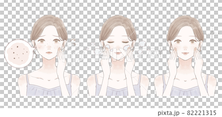 黒ずみ毛穴に悩む女性のビフォーアフター 82221315
