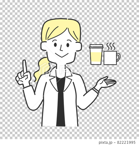 カフェインの摂取について説明する医師 82221995