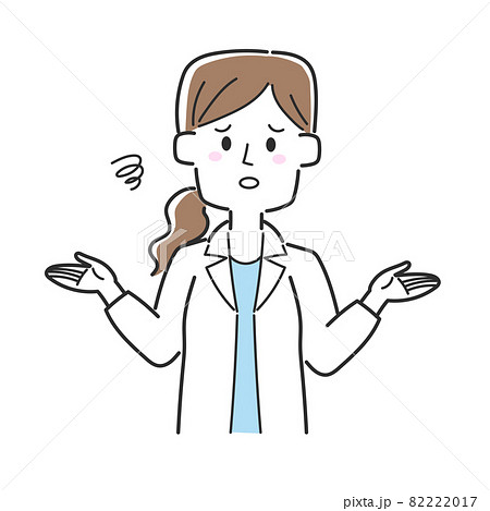 お手上げポーズで残念そうな医師のイラスト素材 2217
