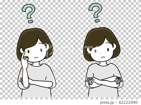 一組雙手合十思考思考的少女(單色) 一組雙手合十思考思考的少女(單色) 82222090