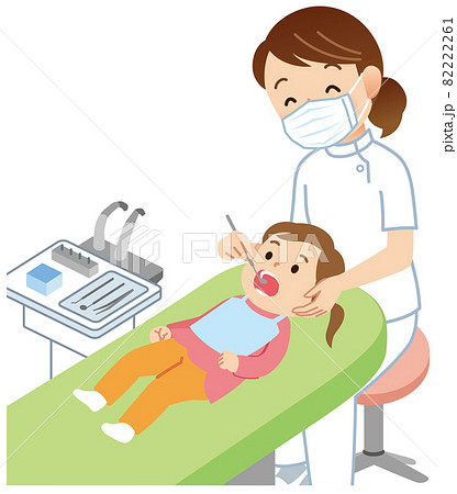 歯科治療を受ける子供 小児歯科のイラスト素材
