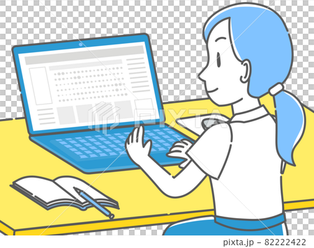 ノートパソコンに向かう女性 82222422