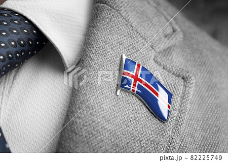 Metal badge with the flag of Iceland on a suit lapel Metal badge with the flag of Iceland on a suit lapel 82225749