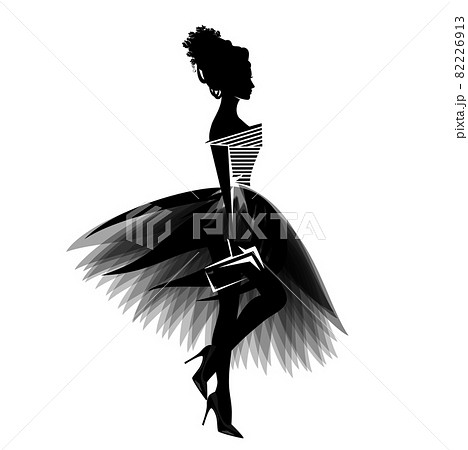 vector portrait of haute couture fashion model wearing tulle tutu dress vector portrait of haute couture fashion model wearing tulle tutu dress 82226913