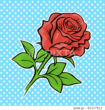 Pop Art Illustration Red Rose On A Color のイラスト素材