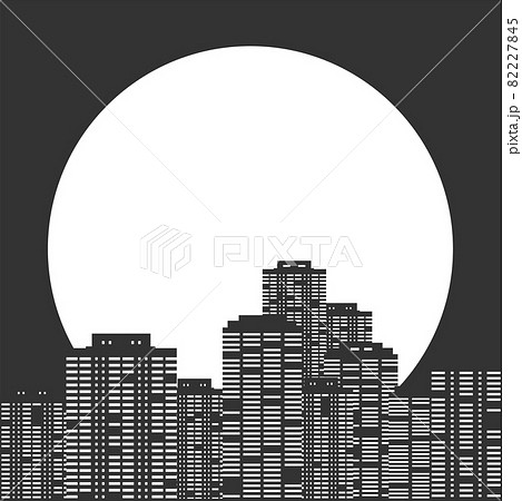Modern city on the background of the full moon Modern city on the background of the full moon 82227845