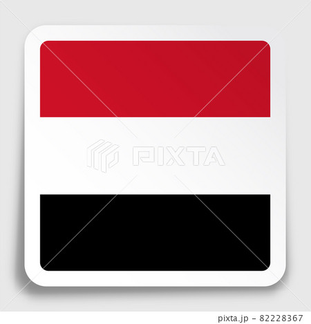 YEMEN flag icon on paper square sticker with shadow. Button for mobile application or web. Vector