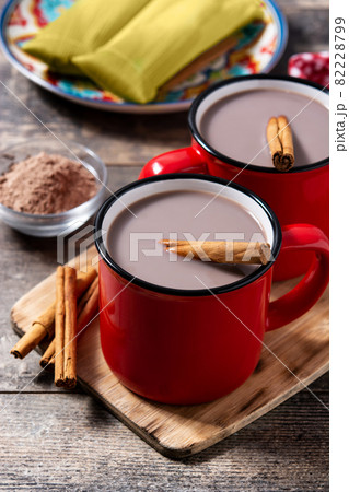 Traditional Mexican chocolate atole drink 82228799