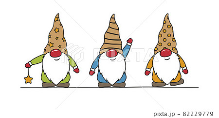 cute christmas dwarf colorful cartoon on white 82229779