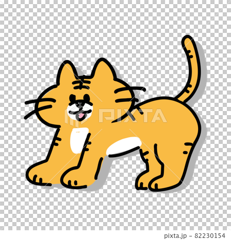Cute Bengal tiger with pen drawing style (with shadow) 82230154