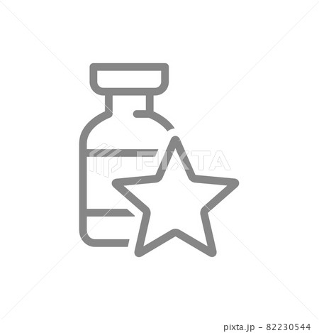 Medical ampoule with star line icon. Vaccine, serum, vaccination information, immunization symbol 82230544