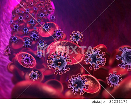 blood cells in vein attacking by virus 3d illustration 82231175