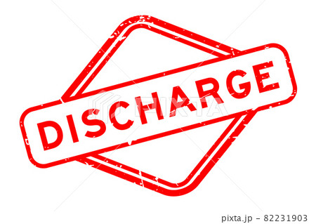 Grunge red discharge word rubber seal stamp on white background 82231903