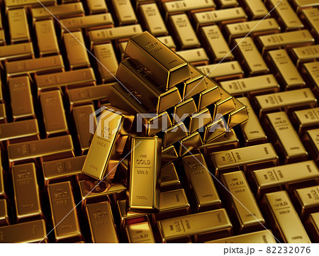 3d illustration of a gold bars. 3d illustration of a gold bars. 82232076