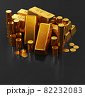gold bars and golden coins 3d render. 82232083