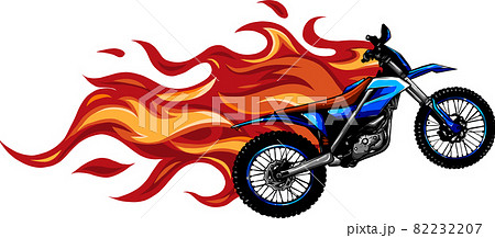 Motocross Mid Air Flames vector illustration design 82232207
