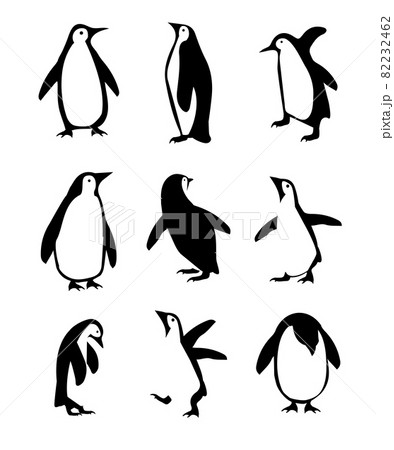 penguin icon different poses vector set 82232462