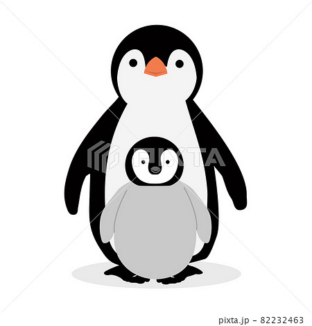 Cute Penguin with chick cartoon 82232463
