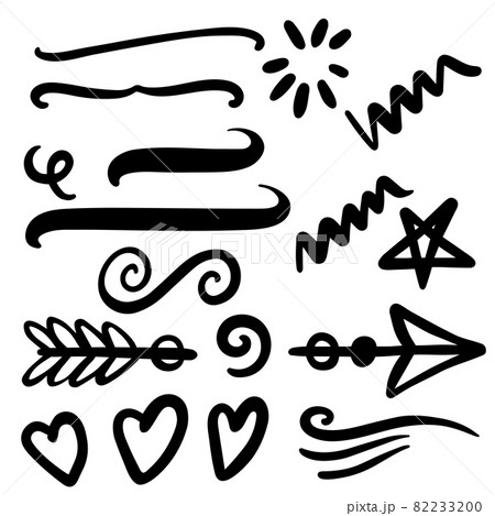 Arrows, Swirls, swoosh, and heart elements for greeting card design 82233200