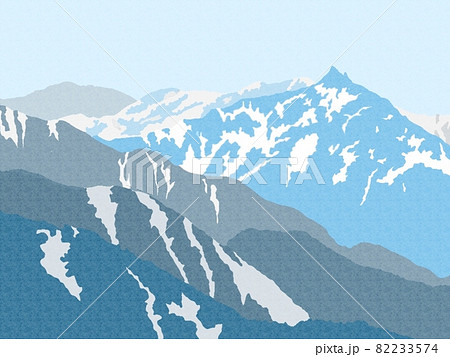 北アルプスの登山道から槍ヶ岳の風景のイラスト素材