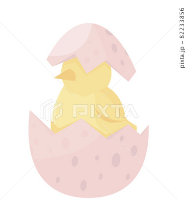 Chick Hatching Semi Flat Color Vector Object のイラスト素材