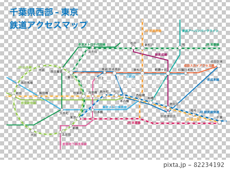 千葉県西部-東京の鉄道路線図 82234192