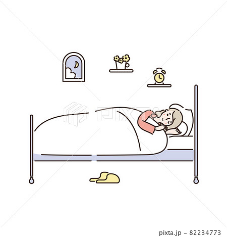 睡眠している女性のイラストのイラスト素材