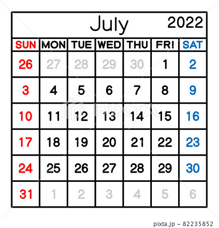22年 7月 カレンダー ベクターイラストのイラスト素材