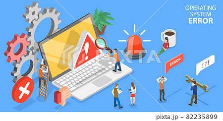 3D Isometric Flat Vector Conceptual Illustration of Operating System Error. 3D Isometric Flat Vector Conceptual Illustration of Operating System Error. 82235899