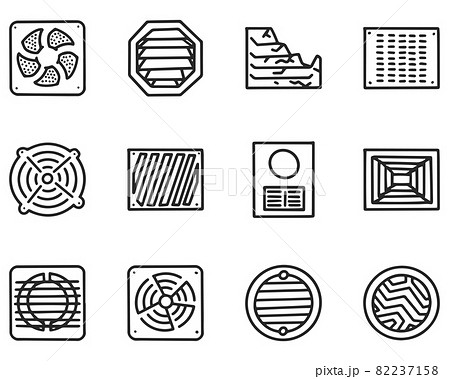 Ventilation grill line vector doodle simple icon set 82237158