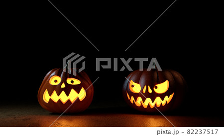 Halloween pumpkin jack-o head with fire 3D Render 82237517