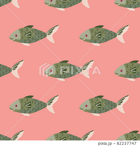 Seamless pattern fish on pink background. Abstract ornament with sea animals. Seamless pattern fish on pink background. Abstract ornament with sea animals. 82237747