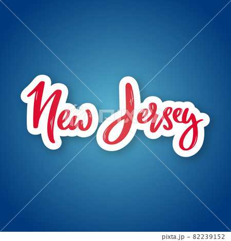 New Jersey - hand drawn lettering name of USA state.  82239152