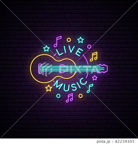 Neon Live Music sign. Neon Live Music sign. 82239305