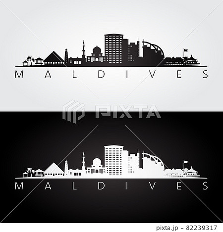 Maldives skyline and landmarks silhouette 82239317