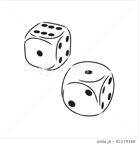 Sketch two dices game dice vector sketch 82239366