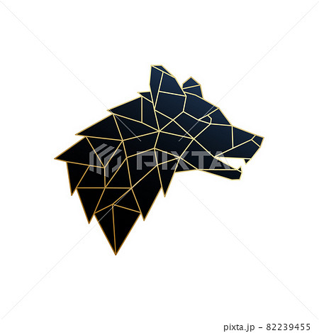 Golden Polygonal Wolf emblem isolated on white background. 82239455