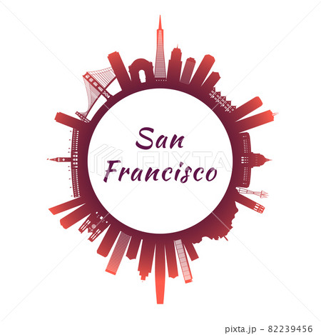 San Francisco skyline with colorful buildings. 82239456