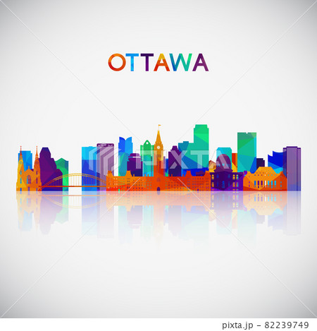 Ottawa skyline silhouette in colorful geometric style.  82239749