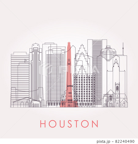 Outline Houston skyline with landmarks. 82240490
