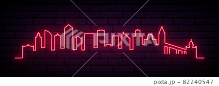 Red neon skyline of San Diego city. Red neon skyline of San Diego city. 82240547